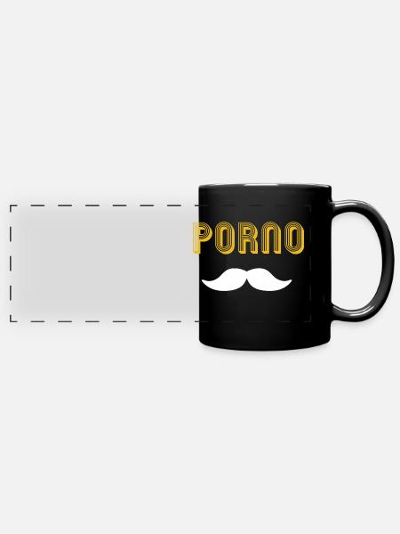 Porno mustache - Panorama-Tasse farbig - Schwarz