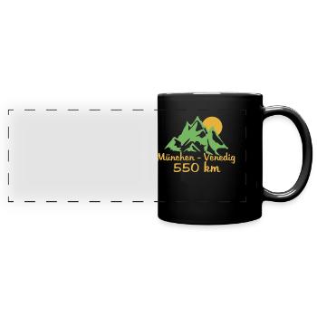 traumpfad München Venedig 550 km - Panorama-Tasse farbig - Schwarz - Vorne