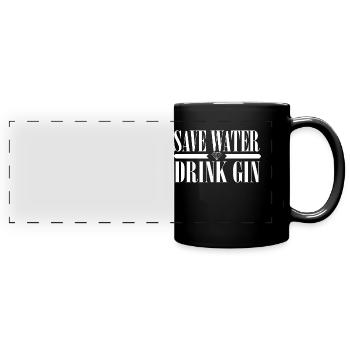 save water drink gin - Panorama-Tasse farbig - Schwarz - Vorne