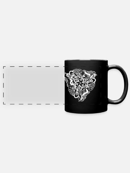 Keltische Pferde - Panorama-Tasse farbig - Schwarz