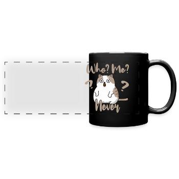 Qui, moi? Jamais - Chat effrayé - Mug panoramique uni - noir - Devant