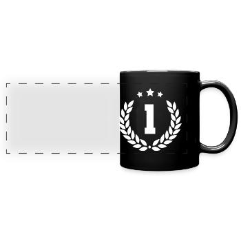 erster Platz 1 - Panorama-Tasse farbig - Schwarz - Vorne