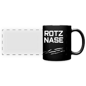 Rotznase Drogen Kokain lustiger Spruch Geschenk - Panorama-Tasse farbig - Schwarz - Vorne