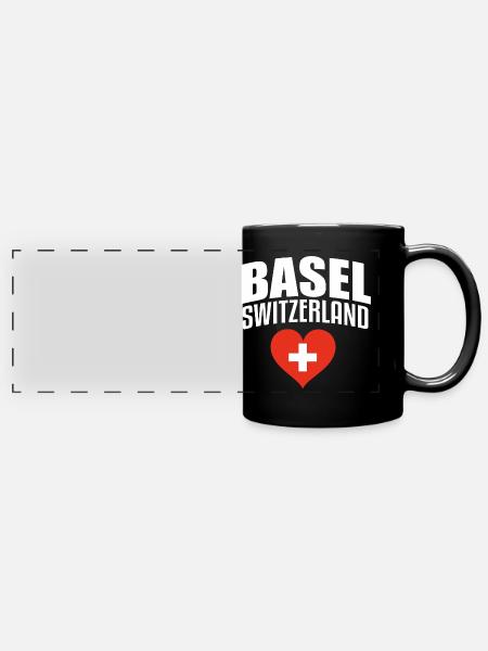 Basel Schweiz Switzerland - Panorama-Tasse farbig - Schwarz