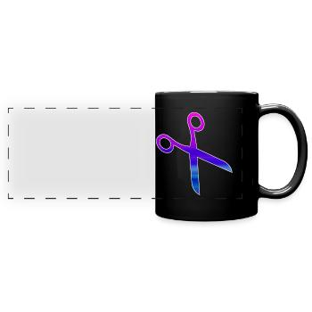 Friseur Schere - Panorama-Tasse farbig - Schwarz - Vorne