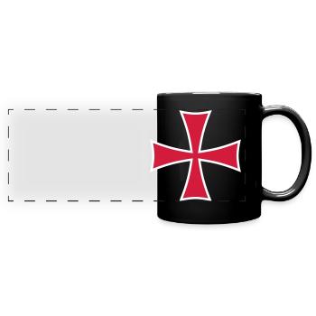 02 Templer Kreuz 2c - Panorama-Tasse farbig - Schwarz - Vorne