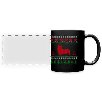 Noël moche corgi cadeau de Noël - Mug panoramique uni - noir - Devant