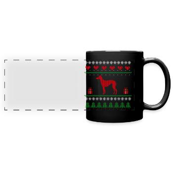 Cadeau de lévrier moche de lévriers de Noël - Mug panoramique uni - noir - Devant