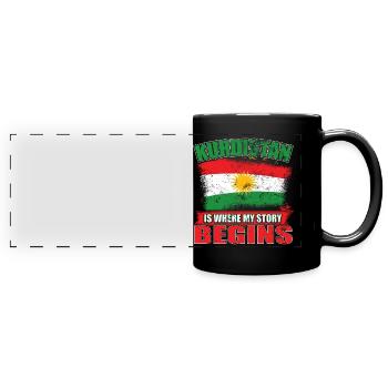 Patriotic Kurdistan flag - Full Colour Panoramic Mug - black - Front
