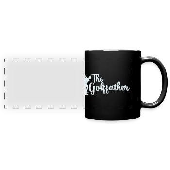 Lustiges Golfer Geschenk - Panorama-Tasse farbig - Schwarz - Vorne
