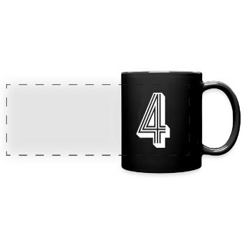 4 Jahre Trikotnummer 4 - Panorama-Tasse farbig - Schwarz - Vorne