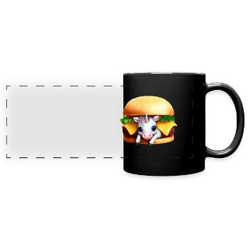 Einhorn Cheeseburger - Panorama-Tasse farbig - Schwarz - Vorne