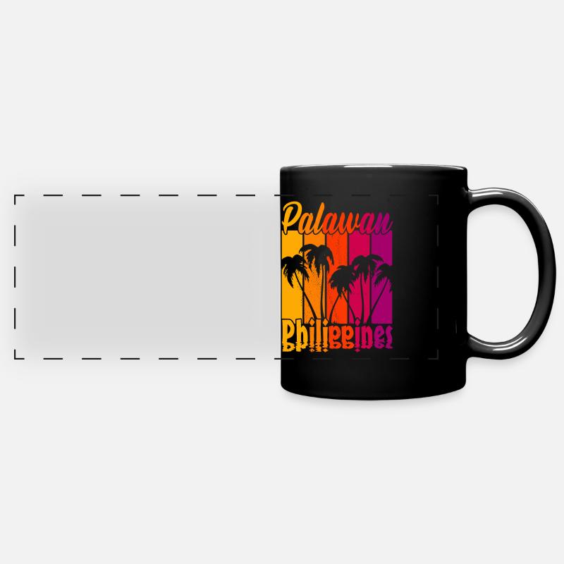 Vintage Palawan Philippines Sunset - Panorama-Tasse farbig - Schwarz
