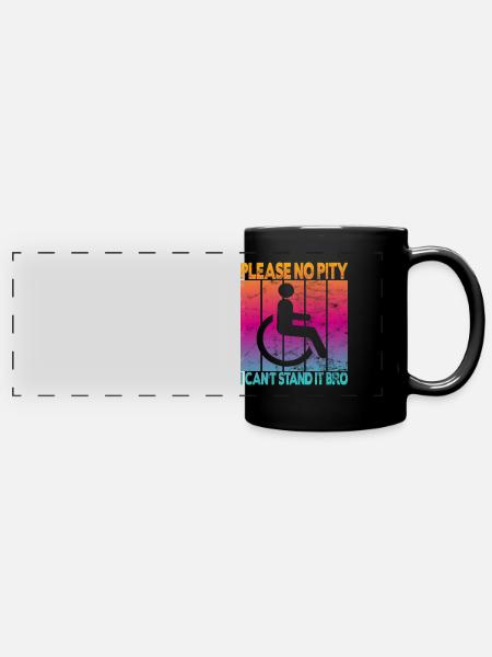 Vintage Wheelchair User Wheelchair - Full Colour Panoramic Mug - black