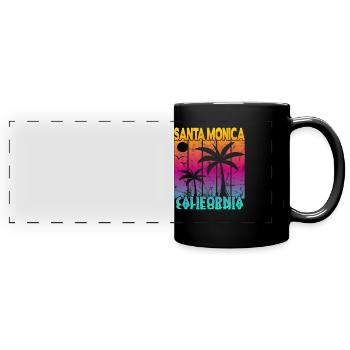 Santa Monica California Sonnenuntergang - Panorama-Tasse farbig - Schwarz - Vorne