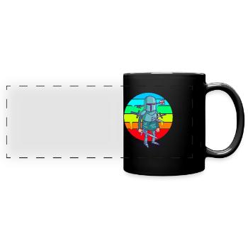 Cartoon Knight Sunset - Mug panoramique uni - noir - Devant