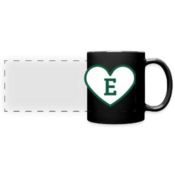 Letter e heart sport trend green - gift idea - Full Colour Panoramic Mug - black - Front