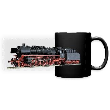 Dampflok 03.10 - Panorama-Tasse farbig - Schwarz - Vorne