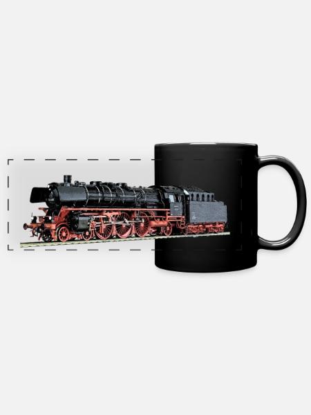 Dampflok 03.10 - Panorama-Tasse farbig - Schwarz