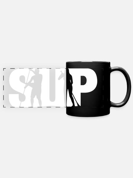 SUP - Stand Up Paddle - Panorama-Tasse farbig - Schwarz