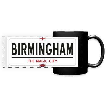 Panneau de nom de lieu de Birmingham - Mug panoramique uni - noir - Devant
