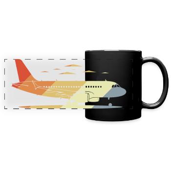 Dessin d’avion Vintage - Mug panoramique uni - noir - Devant