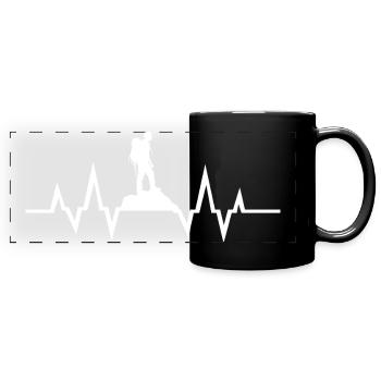 Battement de cœur Randonneurs en montagne - Mug panoramique uni - noir - Devant