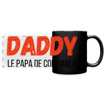 Daddy, der vertraute Papa – Geschenkidee - Panorama-Tasse farbig - Schwarz - Vorne