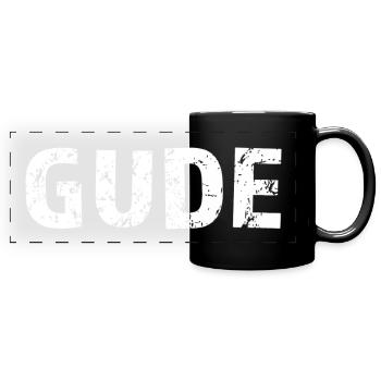 GUDE Begrüßung Dorf Dorfleben Dialekt - Panorama-Tasse farbig - Schwarz - Vorne