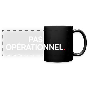 Nicht betriebsfähig, humorvoll, müde, bei der Arbeit - Panorama-Tasse farbig - Schwarz - Vorne