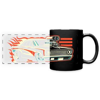 Course de voitures de dragsters - Cadeau pour les fans de sport automobile ! - Mug panoramique uni - noir - Devant