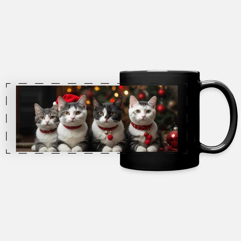 Chaton de Noël - Mug panoramique uni - noir