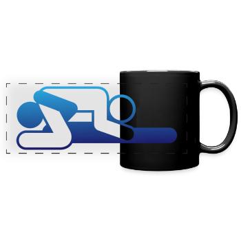 Ein Pärchen in der 69-Stellung - Panorama-Tasse farbig - Schwarz - Vorne