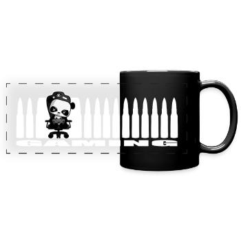 cool Gaming Panda Nerd Cartridges Shooter Gamer - Full Colour Panoramic Mug - black - Front