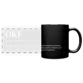 OKF Ortskontrollfahrt Dorf Dorfkind Ritual Spaß - Panorama-Tasse farbig - Schwarz - Vorne
