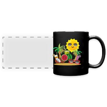 Sommer Sonne Strand Urlaub Party - Panorama-Tasse farbig - Schwarz - Vorne