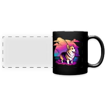 Nice Corgi Art Illustration - Full Colour Panoramic Mug - black - Front