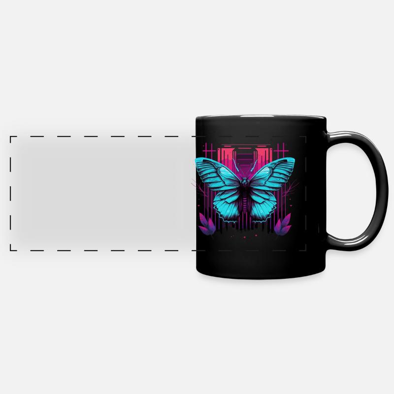 Joli papillon Synthwave - Mug panoramique uni - noir