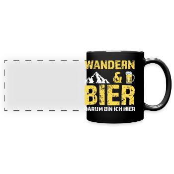 Wandern Bier Berg Geschenk - Panorama-Tasse farbig - Schwarz - Vorne