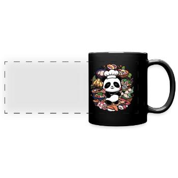 Cute panda chef cooking ideal for chef - Full Colour Panoramic Mug - black - Front