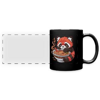 Cute unicorn with strawberries full of magic - Full Colour Panoramic Mug - black - Front