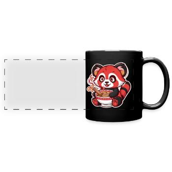 Niedliches Einhorn mit Erdbeeren voller Magie - Panorama-Tasse farbig - Schwarz - Vorne