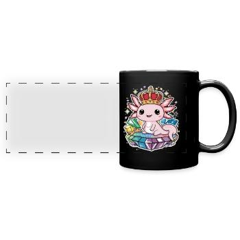 Axolotl Kawaii avec Couronne Royale. - Mug panoramique uni - noir - Devant