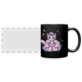 Cat in princess dress - Full Colour Panoramic Mug - black - Front