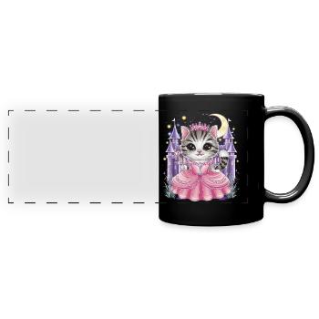 Cat in princess dress - Full Colour Panoramic Mug - black - Front