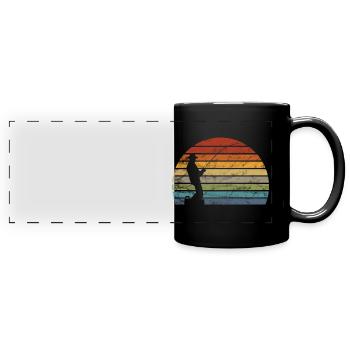 Angeln Fischen Geschenk Angler Retro Fischer Fisch - Panorama-Tasse farbig - Schwarz - Vorne
