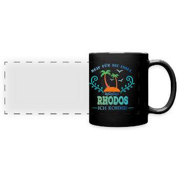 Urlaub – Shirt Familienurlaub Rhodos Geschenk - Panorama-Tasse farbig - Schwarz - Vorne