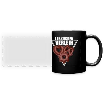 Lebkuchen Verleih - Panorama-Tasse farbig - Schwarz - Vorne