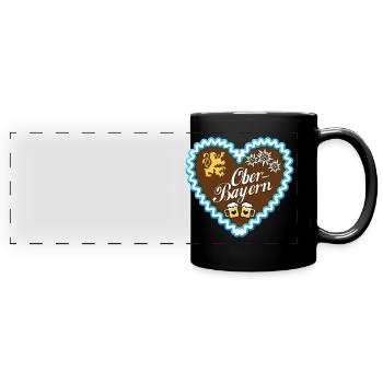 Gingerbread cœur de la Haute Bavière emblème bleu - Mug panoramique uni - noir - Devant