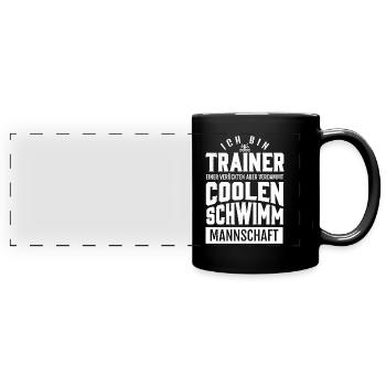 Schwimmen- Shirt Trainer Pool Wasser Geschen - Panorama-Tasse farbig - Schwarz - Vorne